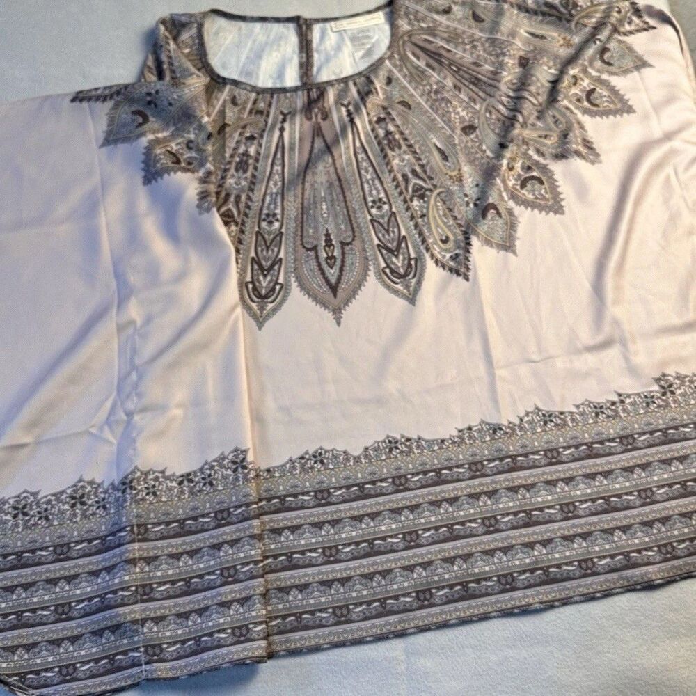 The Muses Lounge Kimono Cape Kaftan Satin Pullover Top Boho Lounge Chic Size M/L - Picture 3 of 7